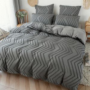 Bedding Sets Plain Cut Wavy Craft Diamond Lattice Full Size Oversize Duvet Cover With Pillow Case For Home Comfort