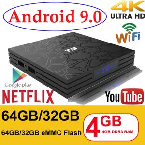 Android 9.0 TV Kutusu T9 4GB RAM 32GB/64GB Rockchip RK3318 1080P H.265 4K Google Player Store Tvbox