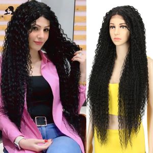 Wigs Noble Synthetic Lace Front Wig 38 Inch Long Curly Wig For Women Cosplay Feminino Lace Front Ombre Blonde Wig Heat Resistant Wigs