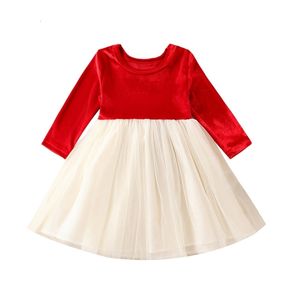 Valentins dag kläder 6 12 18 24 månader 4T 5T Baby Girl Heart Long Sleeve Tutu Tulle Princess Dress 240326