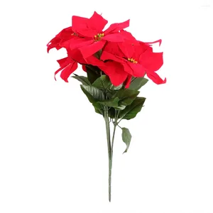 Fiori decorativi Fiore di Natale Finto Poinsettia Decor Party Ghirlande artificiali rosse Ornamenti Ramo di simulazione di cartamo