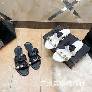 30% rabatt designer skor xiaoxiangjia båge botten kvinnans sommarblomma runda huvud för yttre slitage slipper tofflor