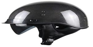 Voss 888CF meio capacete de fibra de carbono genuíno DOT com lente solar suspensa e metal de liberação rápida S Gloss Carbon6156525