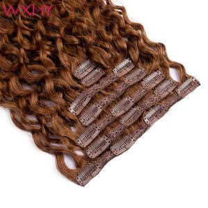 Estensioni clip in pizzo nelle estensioni dei capelli peli umani 1224 pollici onda d'acqua senza soluzione di continuità estensioni 7pcs/set spedizione gratuita vera remy capelli