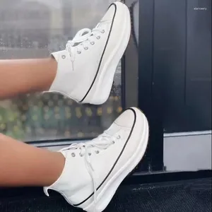 Sapatos casuais femininos formadores de alta superior tênis lona sapatos femininos senhora outono calçados femininos respirável menina branco preto tênis