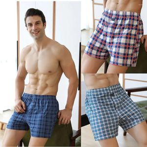 Pijamas masculinos 3 unidades/pacote algodão homens pijama calças xadrez cintura elástica dormir shorts casual respirável 3d virilha bottoms pijama hombre