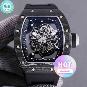 Luxo Assista Luxury Rakish Mechanical Wrist Watches TV Factory RM055 Business Leisure Carbon Fiber Case Tape Hens 2023 Novo estilo de luxo
