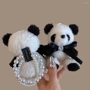 Hårtillbehör Doll Plush Panda Rope Ring Ponytail Holder Armband Pearl Elastic Band Girls