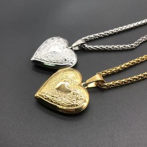 Love Heart Secret Message Locket Necklace Pendant Vintage Surprise Present For Lover Couples Custom Message Photo Picture Locket