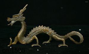 Dekoracyjne figurki stare Chiny Buddyzm Brąz Fengshui 12 Zodiak Rok Zwierzęta Dragon God Loong Statue