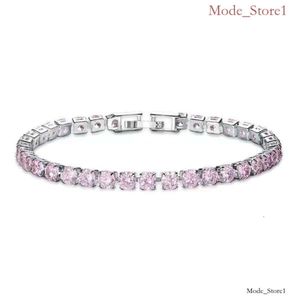 Frauen-Armband-Männer-blauer Smaragd-Rosa-Zirkonia-Hiphop-Sier vergoldeter Schmuck-Diamant eine Reihe Hip Hop 4mm Kristall-Tennis-Armband 607