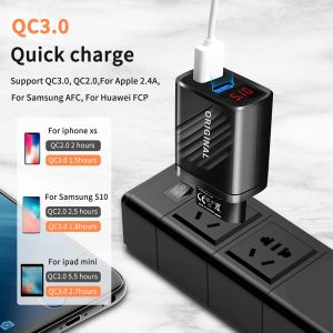 USB Charger EU/US/UK PLUCK 3A QUIK Зарядное устройство для мобильного телефона для iPhone11 Samsung Xiaomi Dual 20W Adapter Adapter Charger