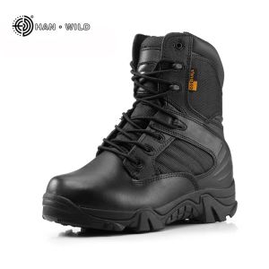 Stiefel Männer Militärische taktische Stiefel Winter Leder Black Special Force Desert Knöchel Kampfstiefel Sicherheitsarbeit Schuhe Armee Stiefel