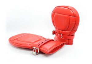 Bondage Leather Deluxe Fist Mitts Luvas 6103 Preto Vermelho escolha um R9871289604