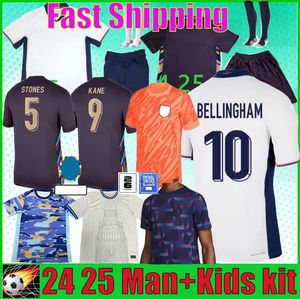 24 25 25 Anglii Bellingham Soccer Jerseys Rashford Kane 2024 2025 Narodowa drużyna piłkarska Koszula Home Away Purple Men Kit Kit Kit Saka Rice Foden