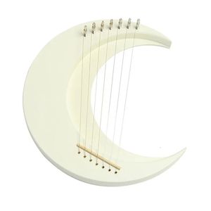 Crescent Moon Lyre Harp 7 Strings Portable Lyra Harp Piano Mini String Musical Instrument med instruktioner Tuning Wrench 240327