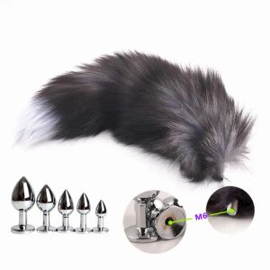 Toys Bdsm Games Anal Sex Toys of Fox Plush Tail with Detachable Metal Butt Plug for Couples Cosplay Homosexual Erotic Accessories