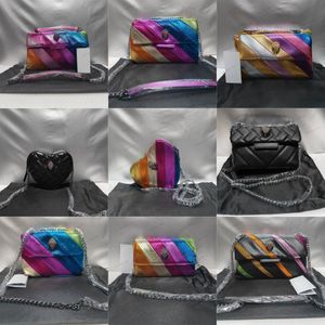 Londondesigner Kurt Geiger Heart Bags Luxurys Square Handväska Rainbow Chains Strap Shoudler Bag Läder Kvinnor Män reser Crossbody Flap Tote Purse Clutch Bag