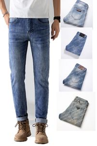 2024 Ny vår/ Autumn New Mens Ripped Slim Fit Elasticity Jeans Men's Straight Business Famous Classic Casual Absers Fashiom Brand Designer Jeans Casual Trousers