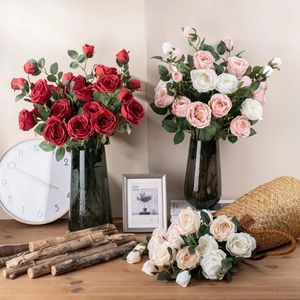 Dekorativa blommor oc'leaf personlig anpassning stödd konstgjord 3-huvud gudinna av Babylon rose för heminredning blommor arrangemang