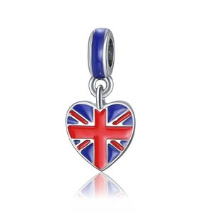 Ciondolo distanziale europeo con perlina bandiera britannica adatto per bracciale a cuore adatto a braccialetti con perline con ciondolo a olio6322400