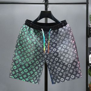 Shorts de verão masculino de malha gradual rede vermelha solta colorida roupa de praia leve calça versátil