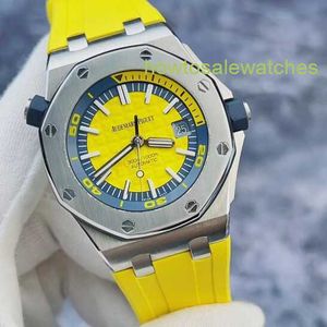 Lastest AP Wrist Watch Royal Oak Series 15710ST Rare Lemon Yellow and Blue Paired with Deep Dive 300 meter Precision Steel Automatic Mechanical Watch