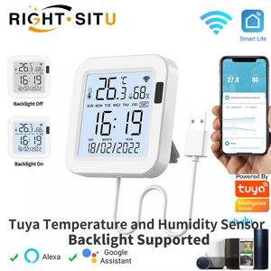 Tuya -Temperatur und Luftfeuchtigkeit intelligenter Sensor mit Hintergrundbeleuchtung für Smart Home Var WiFi SmartLife arbeiten mit Alexa Google Assistant