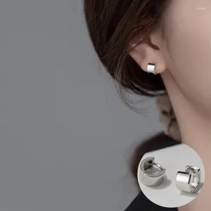 Hoop Earrings 925 Sterling Silver Geometric For Women Girl Simple Fashion Smooth Round Design Jewelry Birthday Gift Drop