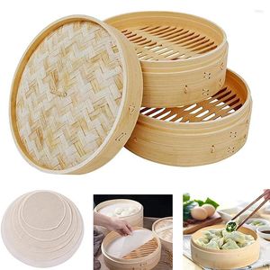 Dubbla pannor bambu ångbur ris grönsak dumpling mellanmål korguppsättning kök restaurang matlagningsverktyg med täck kinesisk köksredskap