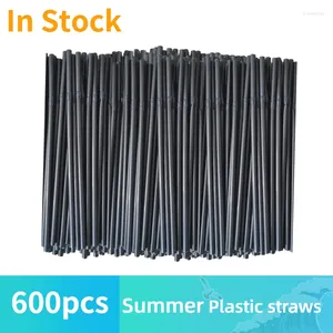 Disposable Cups Straws 600 Pcs Plastic Drinking Striped Bendable Elbow Party Bar Restaurant Kitchen Straw 21cm