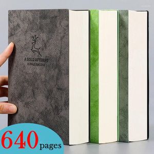 640 -sidor Daily Journal Notebook A6 A5 B5 Business Office Work Notepad Stationery Blank/Horizontal Line Book Leather Sketchbook