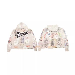 2023 Autumn/Winter New SM Co CO Märke Kapok Graffiti Print sliten hoodie Casual Loose tröja