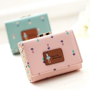 2023 Leather Wallet Women Lady Short Coin Pouch Women's Purse New Kawaii Girl Small Change Wallets Coin Bag 3 Fold Coin Purse