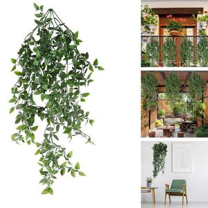 Flores decorativas plantas de videira artificial falso mandala pendurado hera folhas verdes para jardim decoração para casa planta de folha de seda de plástico