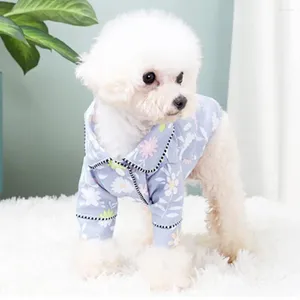 Dog Apparel Spring Summer Flower Printing Breathable Two-legged Puppy Pajamas Pet Cloth Clothes For Small Medium Dogs