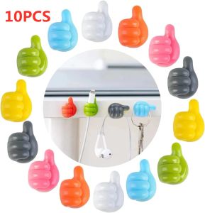 10PCS Silicone Thumb Wall Hook Cable Management Wire Organizer Clips Wall Hooks Hanger Storage Holder For Kitchen Bathroom