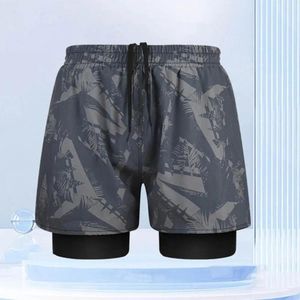 Mäns badkläder Elastiska midja simningstammar Slim Fit Double Layer Swim Shorts Snabbt torrt andningsmedel för vattensporter