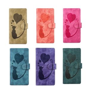 Cute Lovely Cat Heart Love PU Leather Wallet Cases For Iphone 15 14 13 Pro Max 12 11 X XS MAX XR 8 7 6 Fashion Pencil Credit ID Card Slot Pocket Cash Holder Phone Book Pouch