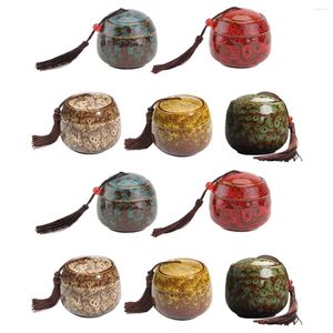 Storage Bottles Ceramic Tea Round-shaped Jars Fragrance Ingredient Containers Holders Glass Food