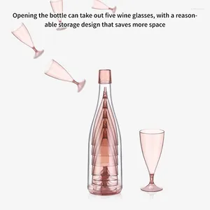 Disposable Cups Straws 5Pcs/set Plastic Wine Glass Portable Travel Set Creative Beer Drink Juice Cup Champagne Glasses Cocktail Home Bar