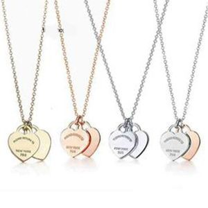 Necklaces Classic Sterling Sier Double Heart Pendant Necklace Man Women Party Wedding Jewelry High Quality Y220314