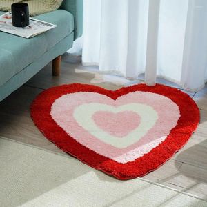 Carpets Vintage Heart-shaped Carpet Flocking Red Orange Plush Rug For Living Room Bedroom Home Decor Non-Slip Floor Mat Friends Gift