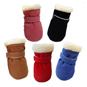 Sapatos de vestuário para cães Botas com sola antiderrapante Botas de proteção de pelúcia para cães pequenos e médios Filhotes de neve