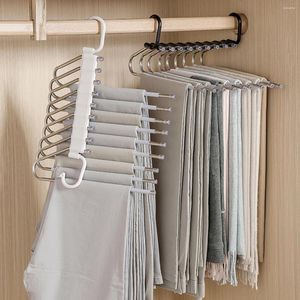 Hängare WorthBuy Clothes Hanger Multifunktionell flerskikts rostfritt stål fällbara byxor förvaringsstativ garderob arrangör