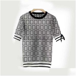 여자 스웨터 디자이너 스웨트 셔츠 여성 실크 리본 스웨터 고급 패션 편지 자카르 기질 청소년 레저 짧은 H-J3335