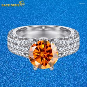 Anéis de cluster SACE GEMS GRA Certificado 2CT Moissanite Anel VVS1 Lab Diamond Solitaire para Mulheres Noivado Promessa Casamento Banda Jóias