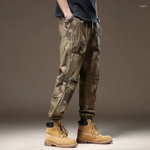 Men's Pants Camouflage 2024 Large Pocket Design Trendy High-End Outdoor Versatile Handsome Ankle-Tied Casual