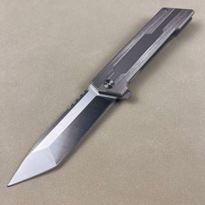 New A6702 High Quality Flipper Folding Knife D2 Satin Tanto Blade CNC Stainless Steel Handle Ball Bearing Fast Open EDC Pocket Knives Outdoor Tool