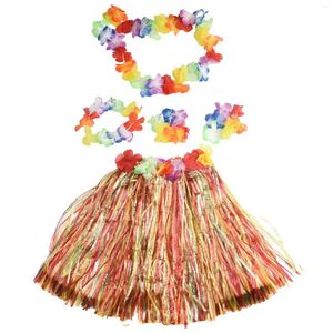 Decorative Flowers Costume Grass Skirt Plastic Decoration Holiday Playing Flower Wristband Garland Fancy Hawaiian Lei Funny Suitable